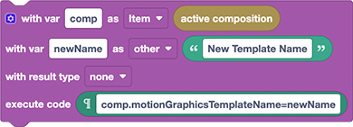 Set mogrt template name with Automation Blocks for Ae