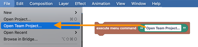 Menu command using a label