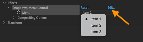 Setting dropdown list entries of the Dropdown Menu Control