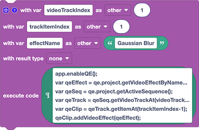 apply effects to clips in Premiere Pro using Automation Blocks