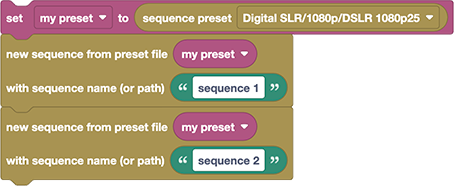 multiple sequences with same preset