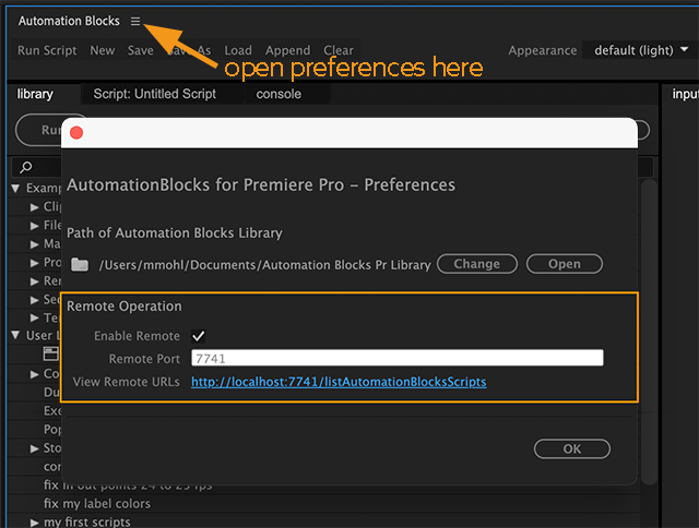 Enable Remote Execution in Automation Blocks