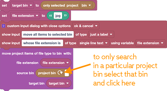 custimize to only search in a particular project bin