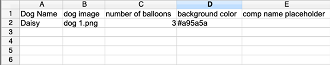 Spreadsheet created by 'export spreadsheet from template comp'