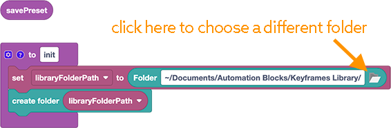 Configure a different preset folder