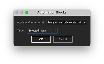 After Effects Script: Keyframes Library - Apply Preset - Dialog