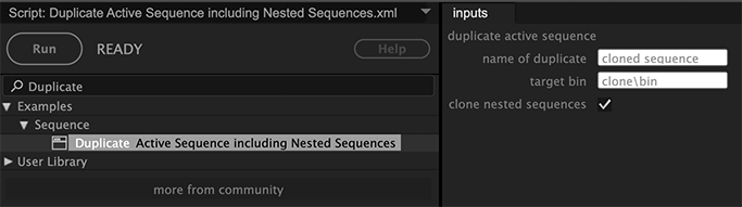 Premiere Pro tool to duplicate the active sequence including nested sequences