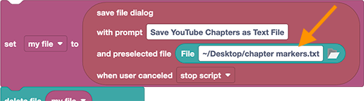 preselect a file