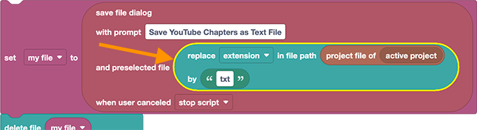 preselect a file in project folder