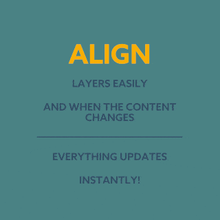 After Effects layers aligned in column with expression. When content changes, layout updates instantly