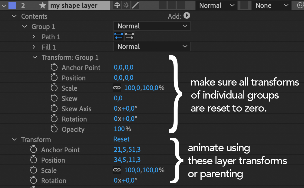 reset group transforms for shape layers when using the expression